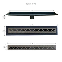 Load image into Gallery viewer, Linear Shower Kit 36” x 60” Left (Oil Rubbed Bronze Oval Style Linear Grate with Drain Body)